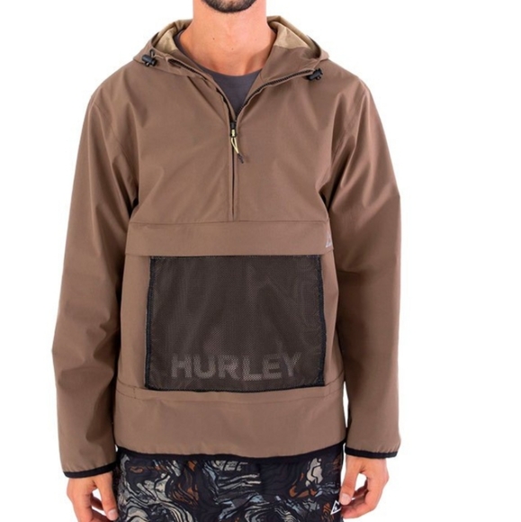 Hurley Men's XXL 2XL Brown Phantom Packable Anorak Windbreaker Jacket New Tags. - Picture 1 of 6